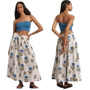 Anthropologie Maeve The Jacie Poplin Printed Maxi Skirt Floral Size Small NWT